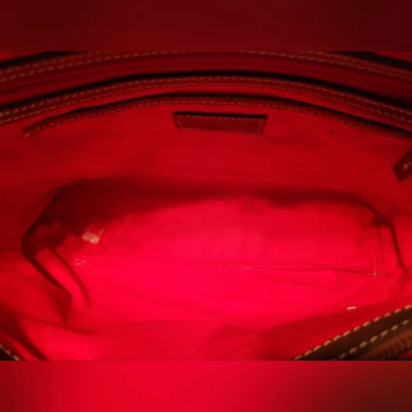 Dooney & Bourke Gray and Red Leather Tote Bag - Picture 9 of 14